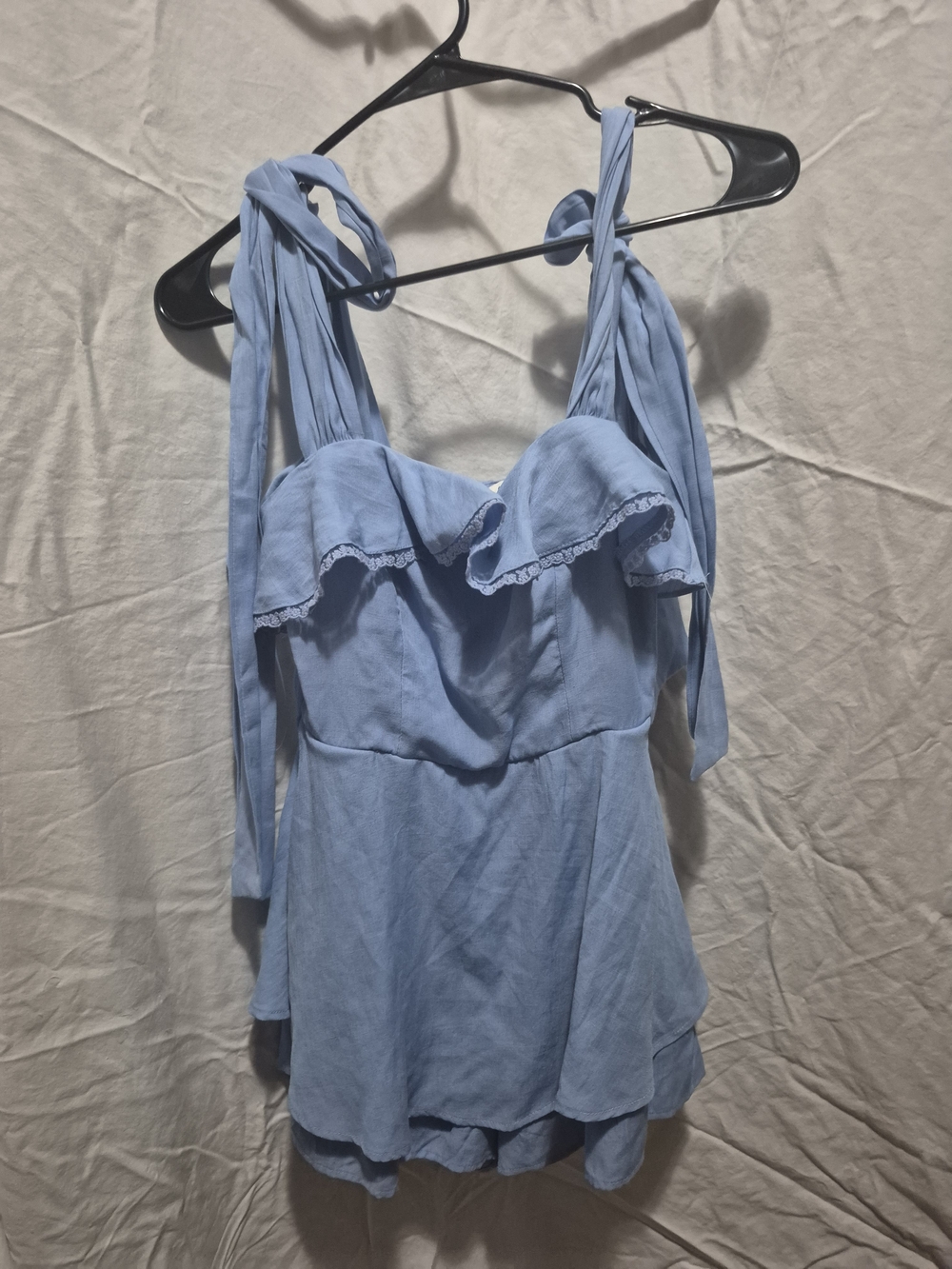 Francesca's Collections Light Blue Ruffle Tie-Shoulder Camisole
